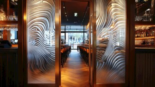 时尚餐厅玻璃门独特设计