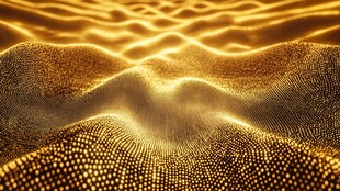 金色粒子构成的动感波浪