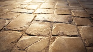 复古石砖路面纹理特写