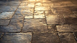 复古石板地面光影特写