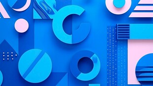 蓝粉几何图形创意背景图