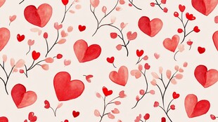 爱心花卉浪漫无缝图案