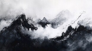 水墨山川意境图