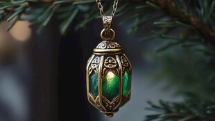 复古绿宝石灯笼形吊坠