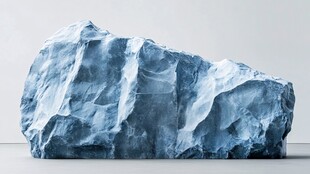 蓝色纹理巨石雕塑