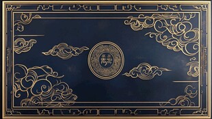 中式黑金祥云福字装饰图