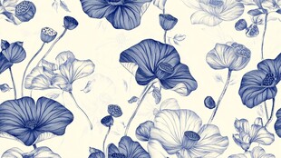 蓝白花卉图案背景纹理