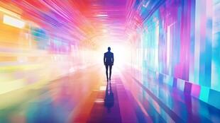 迈向未来之光的独行身影