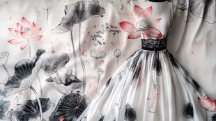 水墨荷花裙 尽显东方韵味