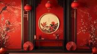 中式喜庆室内装饰场景