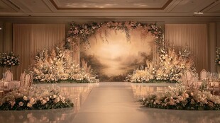 梦幻香槟色浪漫婚礼现场