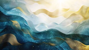 梦幻山海间抽象艺术画作