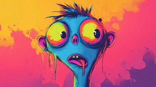 奇幻蓝怪头像 色彩斑斓