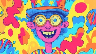 彩色搞怪小丑插画