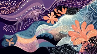 梦幻海洋花卉抽象插画