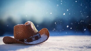 雪地中的牛仔帽