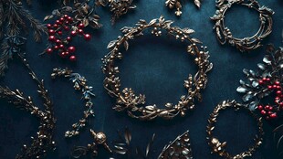 金色圣诞花环装饰摆件