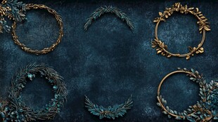 复古金属花环装饰元素集