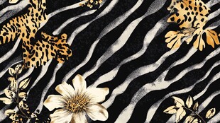 黑白豹纹花卉时尚图案