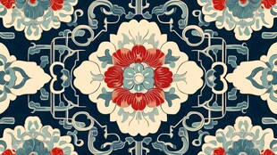 中式古典花卉几何图案