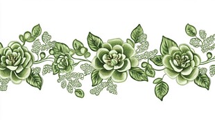 绿色花卉花边图案设计