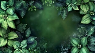 绿意盎然的植物边框背景