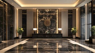 豪华大理石装饰的酒店大堂