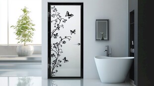 简约浴室玻璃门蝴蝶装饰
