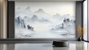 中式山水风室内雅致背景墙