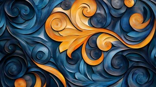 立体卷草花纹艺术图案