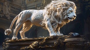 威严白色雄狮雕塑