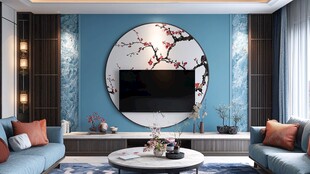 中式客厅 雅致背景墙设计