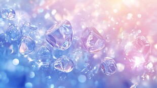 梦幻水晶散落在炫彩背景中