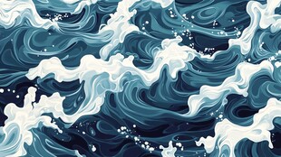 海浪涌动的动感海洋画面