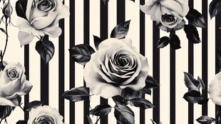 黑白玫瑰条纹图案背景
