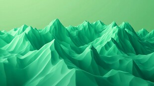 绿色低多边形山峦景观