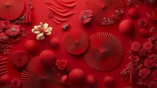 喜庆红色中式装饰元素