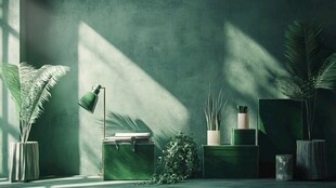 绿色系室内绿植装饰角落