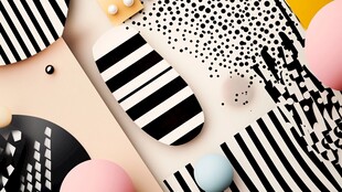 几何图案与多彩圆球组合