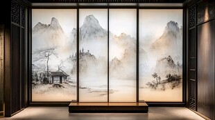 中式山水屏风尽显雅致