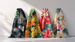 多彩热带风印花布料展示