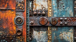 复古斑驳铁门细节特写