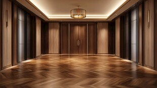 豪华木质电梯厅室内场景