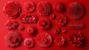 红色立体花朵装饰集合