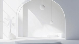 简约白色拱形室内空间