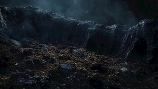 黑暗神秘的深邃岩石场景