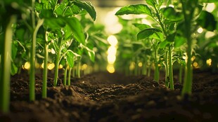 嫩绿幼苗在土壤中茁壮成长