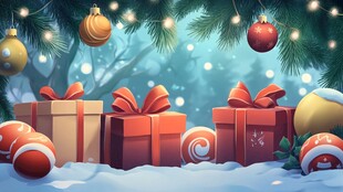 圣诞树下的精美礼物