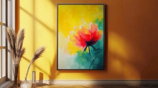 墙上彩花画 室内艺术风