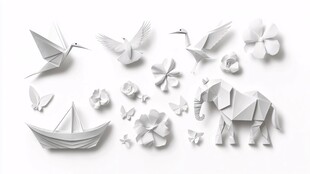 白色折纸艺术作品展示